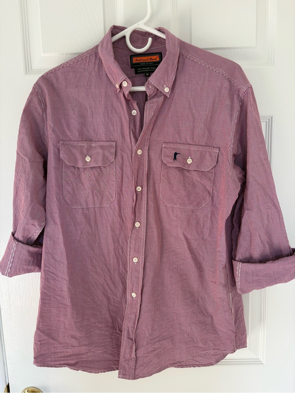 Ball and Buck red  and white gingham   Men's  Button-Down Pocket Shirt